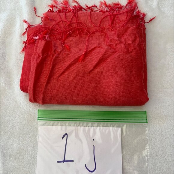 Red Lightweight Shawl Scarf Wrap With Fringe Trim 36" X 26" Elegant Accessory 1j - Picture 7 of 7